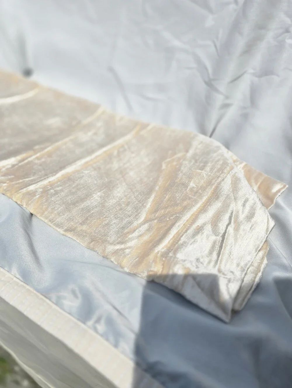 New! Quince Luster Velvet Champagne Curtains, 48